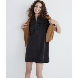 Madewell Denim Short-Sleeve Popover Shirtdress‎ in Lunar Wash size M NEW